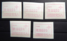 Südafrika RSA 1987: 5 ATM / labels FRAMA,Automaten-Nr. P.011, MN 3, postfr./MNH