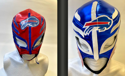 2 masks Buffalo Bills style wrestler mask,  Red and Blue Buffalo Bills fan mask