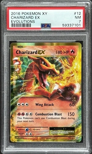 2016 Holo Pokémon XY Evolutions Charizard EX 12/108 PSA 7 NM