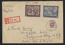 GERMANY SOVIET ZONE LEIPZIG TO US OVPT STAMP ON CENSOR REGISTERED COVER 1948