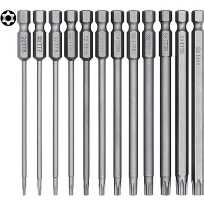 Torx Bit Set, 12 Stück, lang, rostfrei, magnetisch, T6-T40, 100mm, Schraubend...