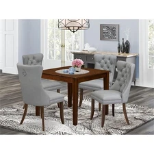 East West Furniture 5-Piece Dining Room Set in Light Gray/Antique Walnut