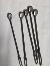 5 White Metal Golf Club Cocktail Sticks - Driver/Wood Club 1 Side/Fork Tother