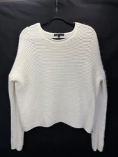 Maje Mention Woman’s Ivory Angora Blend Boat Neck Sweater Sz 1 Ribbed Runs Large