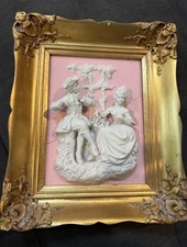 Vintage Alt Meissen Art Porcelin Rococo Wall Plaque