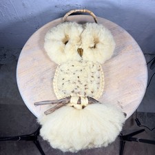 Vintage 70s Macrame Owl Wall Hanging Towel Ring Towel Holder With Big Eyes