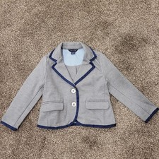 Tommy Hilfiger Kids Gray Blazer Jacket 2T Double Button Navy Trim