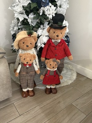 Member's Mark Plush Bear Family Set of 4 Indoor Christmas Decor FastSHIP In Hand