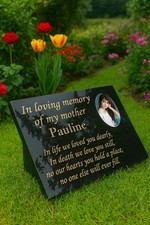 Engraved Personalised Black Granite  Memorial Grave Plaque Stone Cemetery Marker