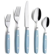 Silverware Set, Retro/Rivet Colorful Stainless Steel Tableware Kitchen Flatwa...
