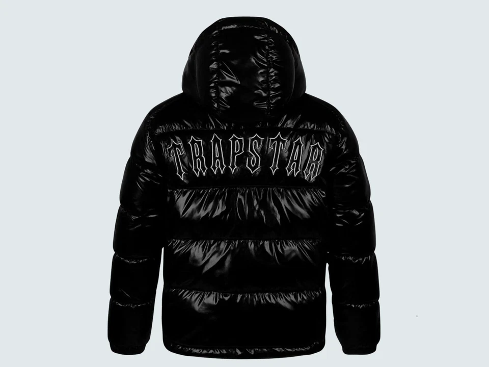 Men's Gloss Black Puffer Jacket Hooded Detachable Winter Warm Coat All Sizes - Image 4 of 4