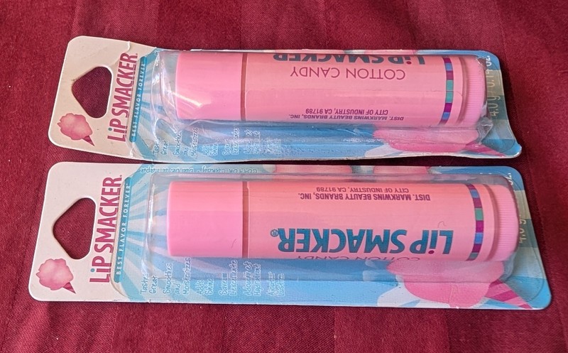 Lip Smacker Moisturizing Flavored Lip Balm 2x Cotton Candy Flavor Clear .14oz