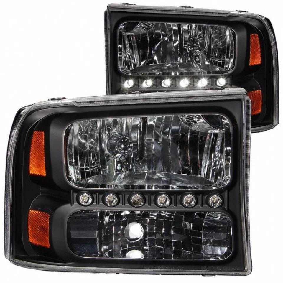 Faros de cristal negros ANZO para Ford F-250/F-350 Super Duty 1999-2004 Foto 3 de 4