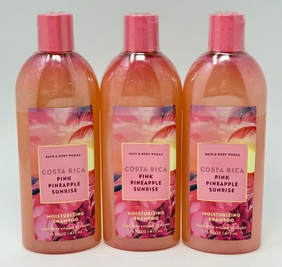 3 BATH & BODY WORKS COSTA RICA PINK PINEAPPLE SUNRISE MOISTURIZING SHAMPOO HAIR