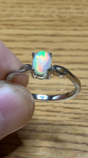  99B- .50ct Genuine Ethiopian Welo Opal set in a 925 Silver Silver Size 9 Ring
