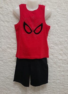 Ensemble Garçon Orchestra - Maillot Marcel Et Short Spiderman - Rouge/Noir, 8/9 Ans - NEUF