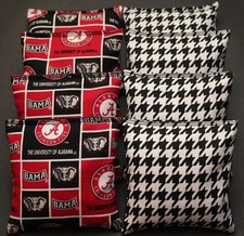 All Weather CORNHOLE BEANBAGS made w ALABAMA CRIMSON TIDE Fabric