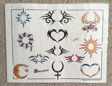 Tattoo Studio Shop Flash Single by Eric Iovino Hearts, Sun, Spider 11"X17" Print