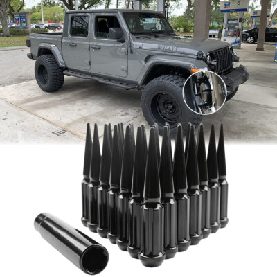 23pc + Key 3/4" Hex Fit Jeep Conical Seat Spike Lug Nuts – 1/2-20 – 5x4.5, 5x5, 5x5.5 – Chrome