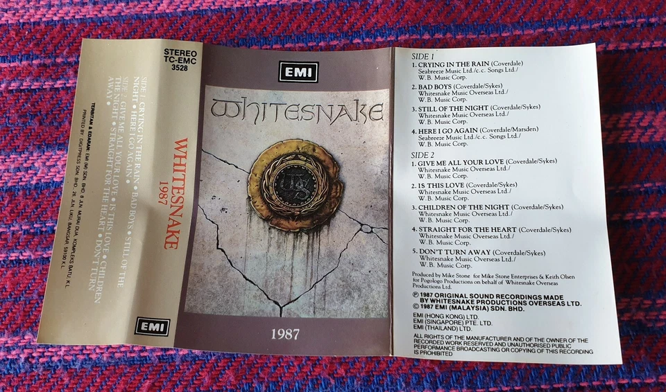 WhiteSnake ~ 1987 ( Malaysia Press ) Cassette  - Image 3 of 4