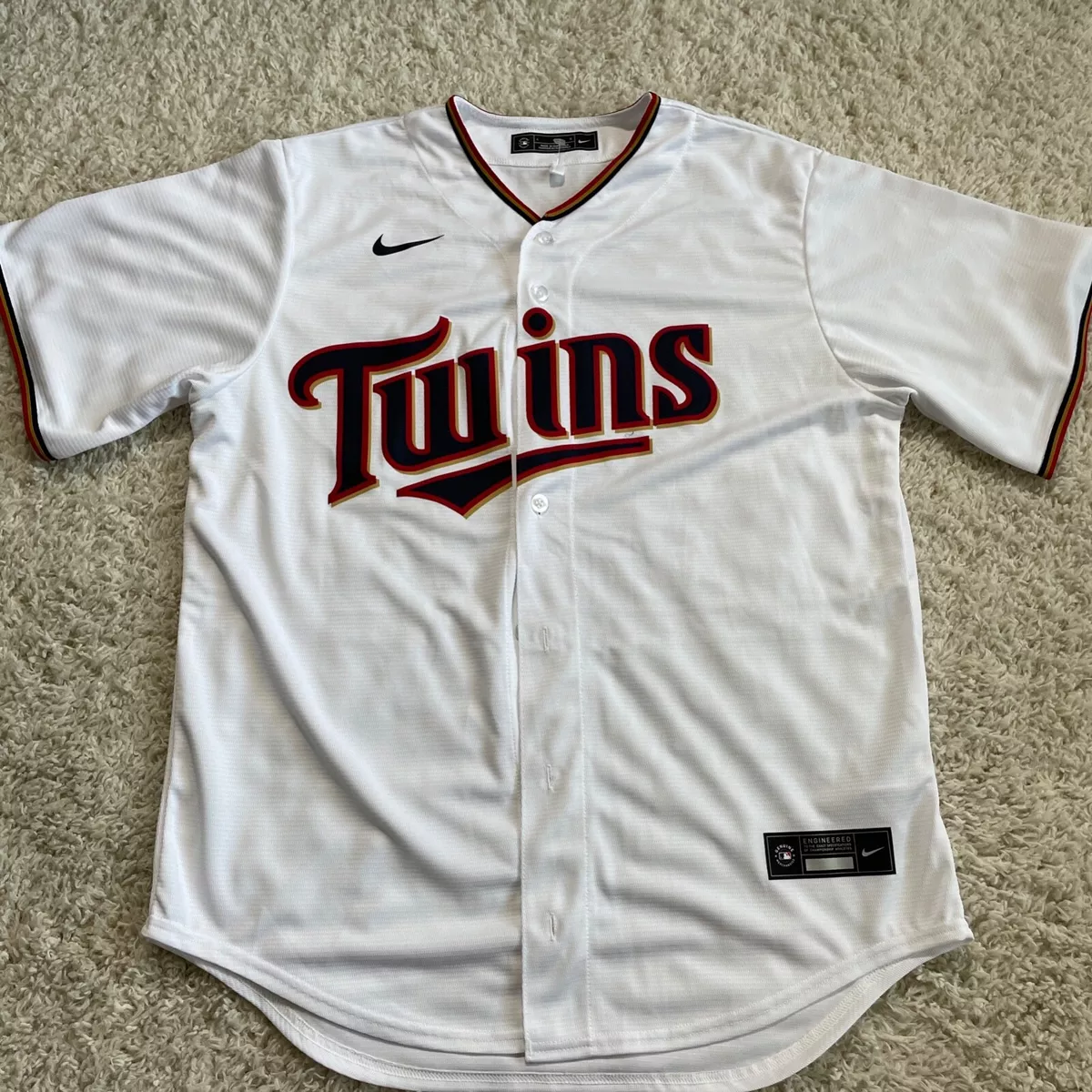 NWOT Minnesota Twins Jersey Adult Large White Nike MLB Baseball Button Up  Mens