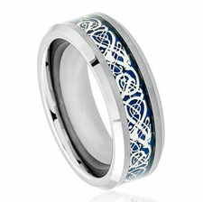 Free Engraving - Tungsten Carbide Infinity Celtic Knot Inlay Wedding Band Ring