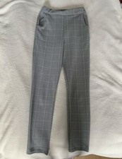 PRETTYLITTLETHING Grey Check Slim Trousers Work Casual Ankle Size 8 Immaculate