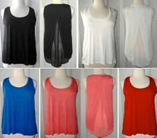 NEW Plus Size Tank With Open Tulip Sheer Back Tunic Top- L/XL/1X-2X-3X