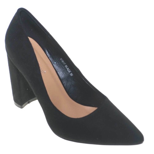 scarpe eleganti donna in camoscio nero con tacco doppio comfort e  cuscinetto pla | eBay