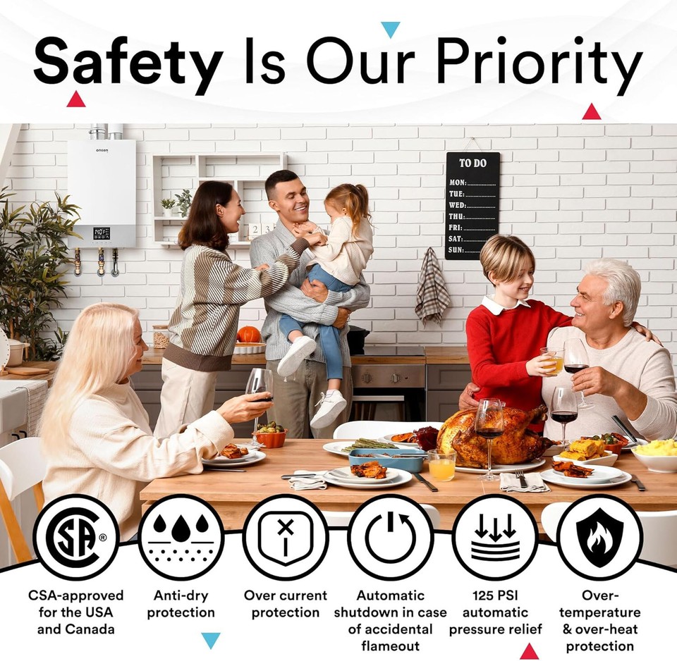 Onsen 14L Direct Vent Tankless Propane Water Heater Electronic