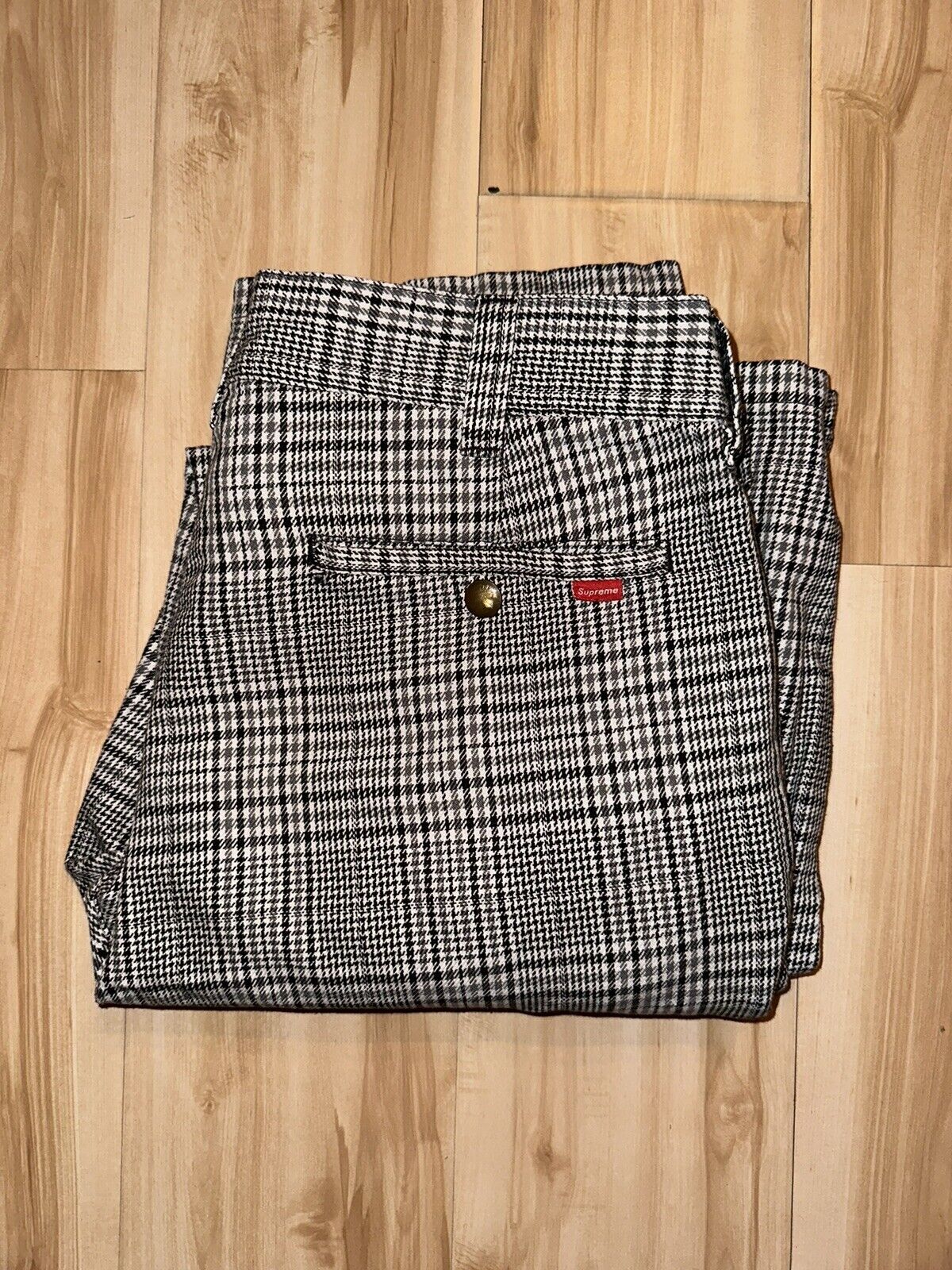 Supreme Work Pant Black Plaid Size 30 FW 2019