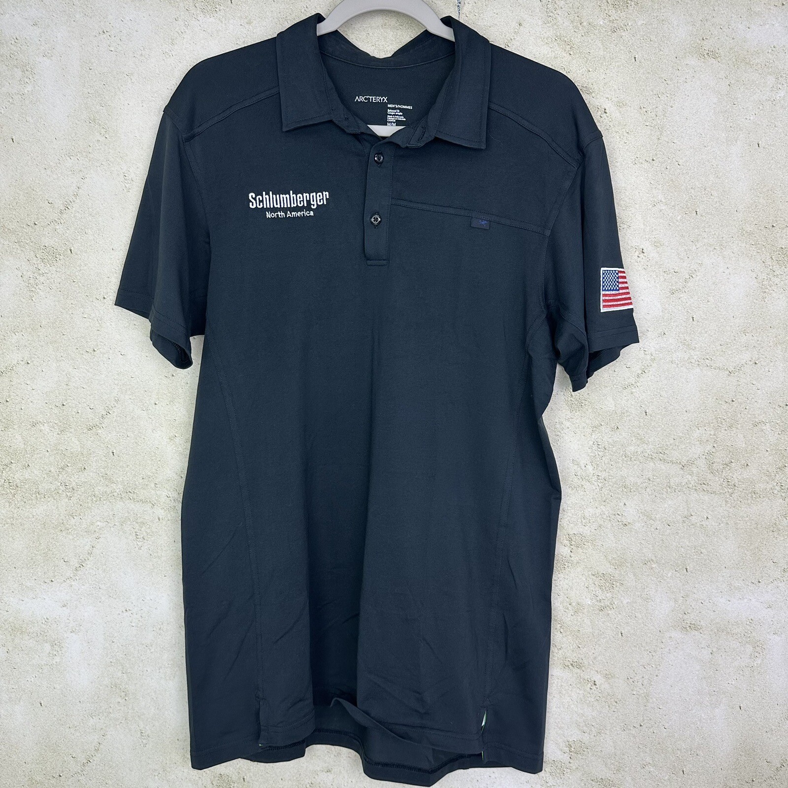 Polo Shirt Arc'Teryx da uomo M vestibilità rilassata nera manica corta logo ricamato