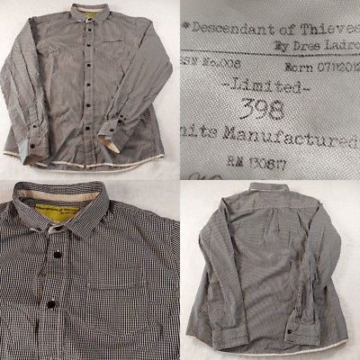 Descendant of Thieves Men's Shirt Medium LIMITED EDITION Black Check Long Sleeve