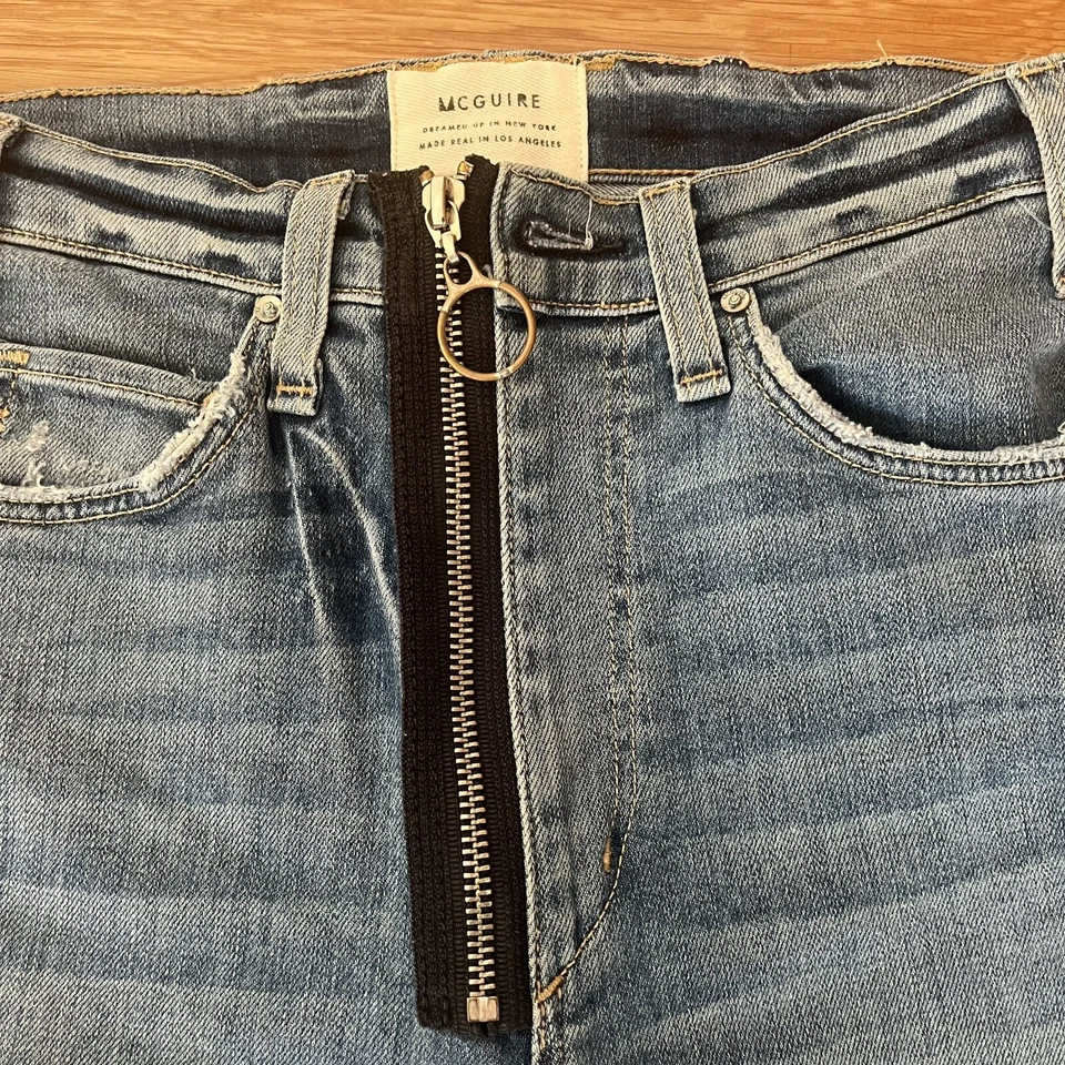 Винтажная тонкая прямая джинсовая молния Mcguire Vroom Vroom с высокой талией 25 - Изображение 2 из 4