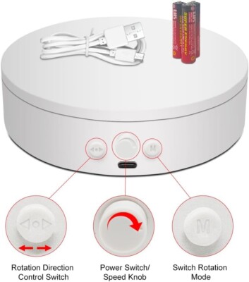 Rotating Display Stand with Type-C, 360 Motorized Spinning Display Turntable ...