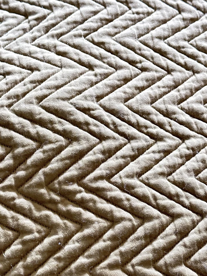 SIMPLY SHABBY CHIC EDREDÓN QUEEN COMPLETO PATRÓN DIAGONAL DORADO REVERSIBLE 100% ALGODÓN Foto 4 de 4