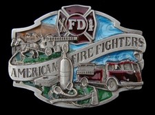 FIREFIGHTER BELT BUCKLE SISKIYOU PEWTER NICE COLORS NEW 