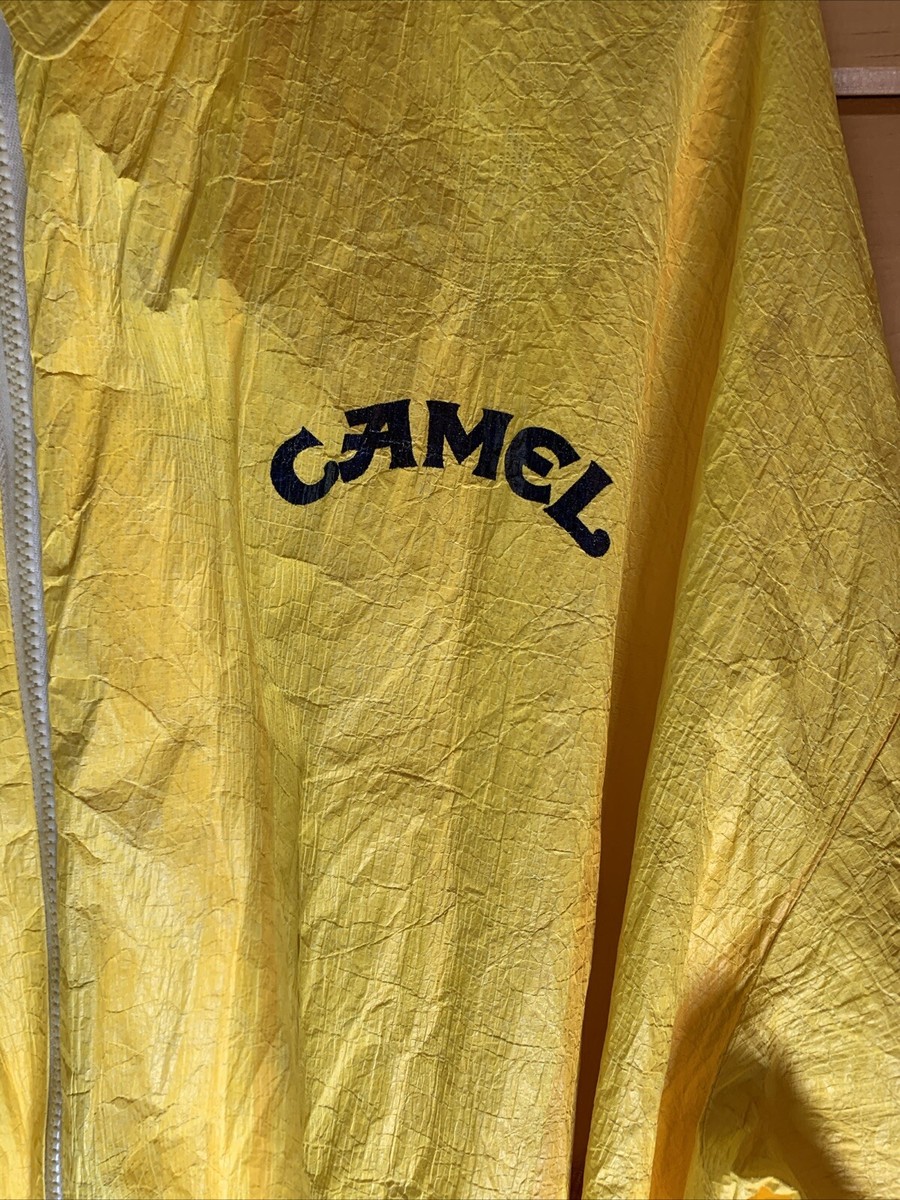 VTG Joe Camel Bright Yellow Tyvek By DuPont Full Zip Jacket VTG Joe Camel Bright Yellow Tyvek By DuPont Full Zip Jacket