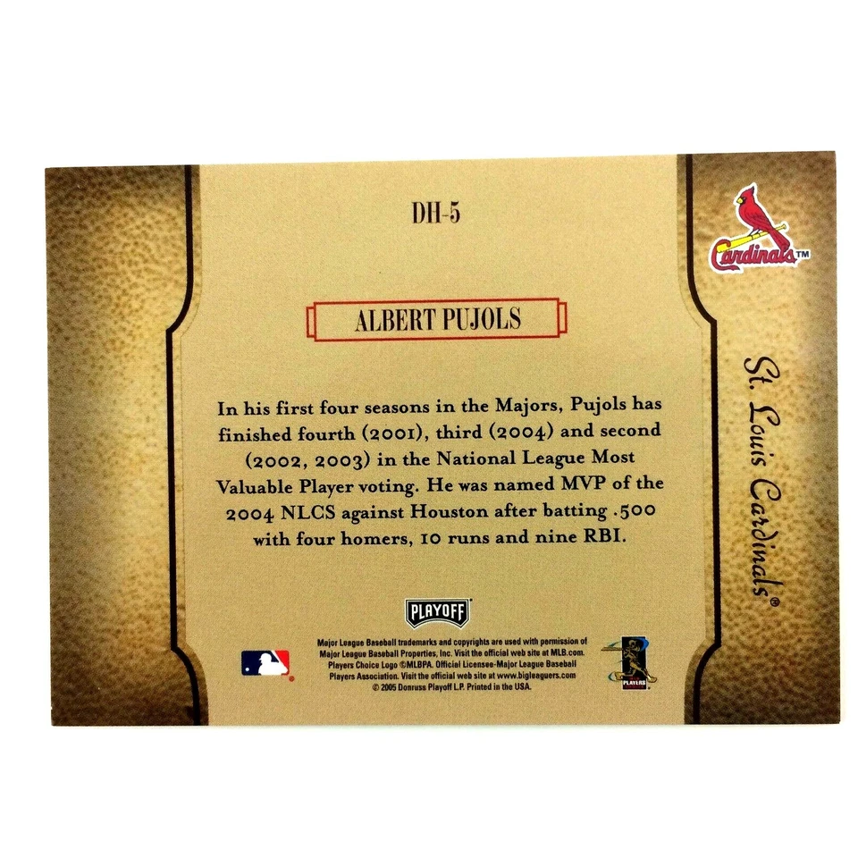Albert Pujols 2005 Playoff Prestige Diamond Heritage Insert #5 MLB STL Cardinals - Image 2 of 2