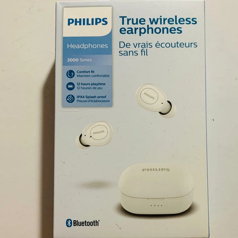 PHILIPS 2000 SERIE TAT2205WT/00 AURICOLARI WATERPROOF WIRELESS WIFI BIANCO NUOVE