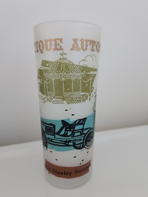 #ad VTG 1906 STANLEY STEAMER CAR ANTIQUE AUTO FROSTED GLASSES GAS STATION PREMIUM $5.50