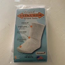 One pair Extra Wide Bariatric Sock for Extreme Lymphedema Stretch up to 30"white