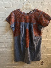 Sister Mary Dress Womens M Striped Embroidered Boho Tunic Artsy Travel