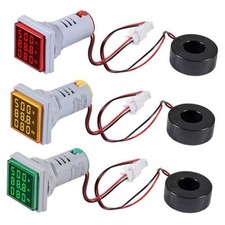 3PCS AC Current Voltage Amperage Power Energy Panel Meter LCD Yellow Red Green