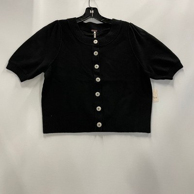 FREE PEOPLE Isla Solid Cardigan Sweater Women's Size M Velvet Black