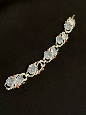Vintage Trifari  Moonstone Fruit Salads & Ruby  Bracelet Missing One Salad Read