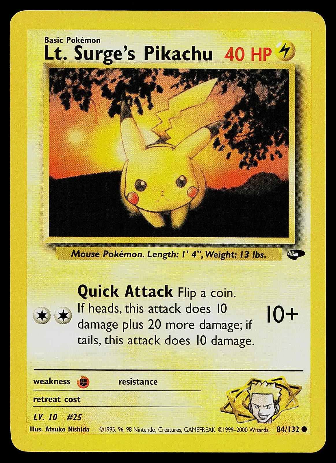 Pokemon Card - Lt. Surge's Pikachu Gym Challenge 84/132 Common