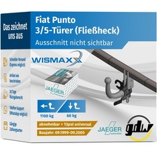 ANHÄNGERKUPPLUNG für Fiat Punto 99-05 abnehmbar GDW +13pol E-Satz ABE