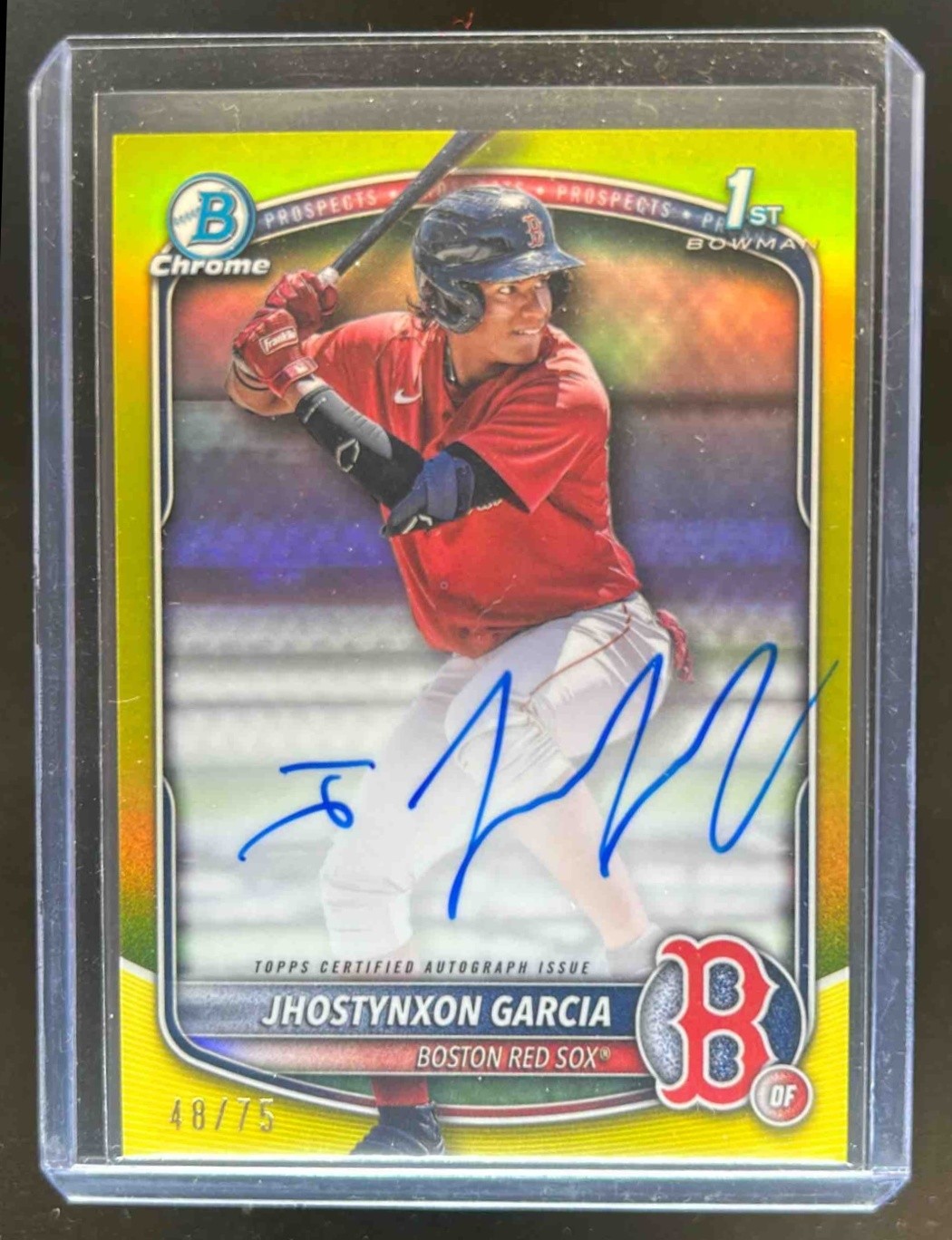 2025 Bowman Jhostynxon Garcia Chrome Auto Yellow Refractor 1st Prospect #48/75