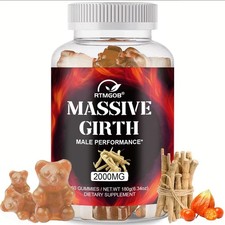 Massive Girth Performance Gummies, 2000mg, 60 Count for Men,s Vitality Support